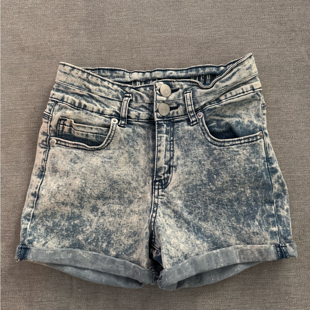 Source Unknown Gray Jean Shorts Distressed Cut-Off Style